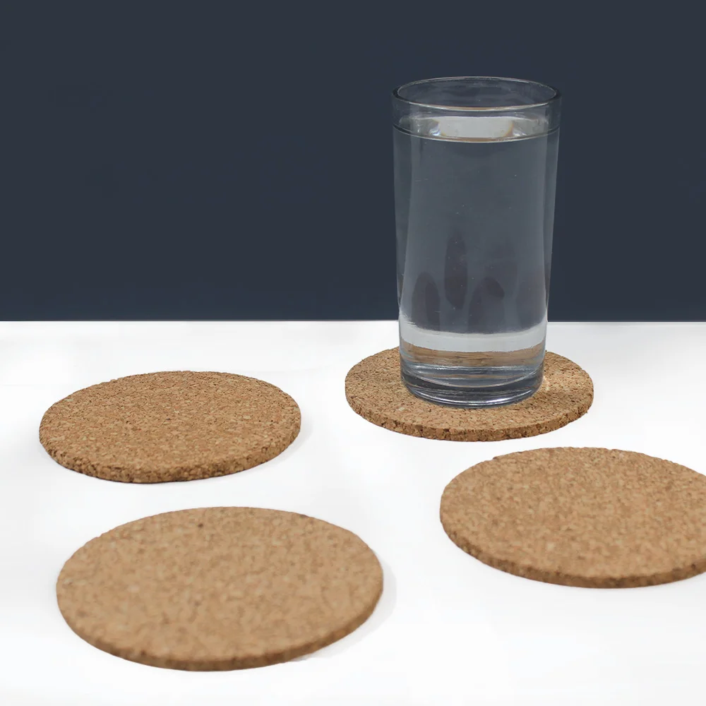 Cork Coasters with Cork Holder, Set of 4, another view