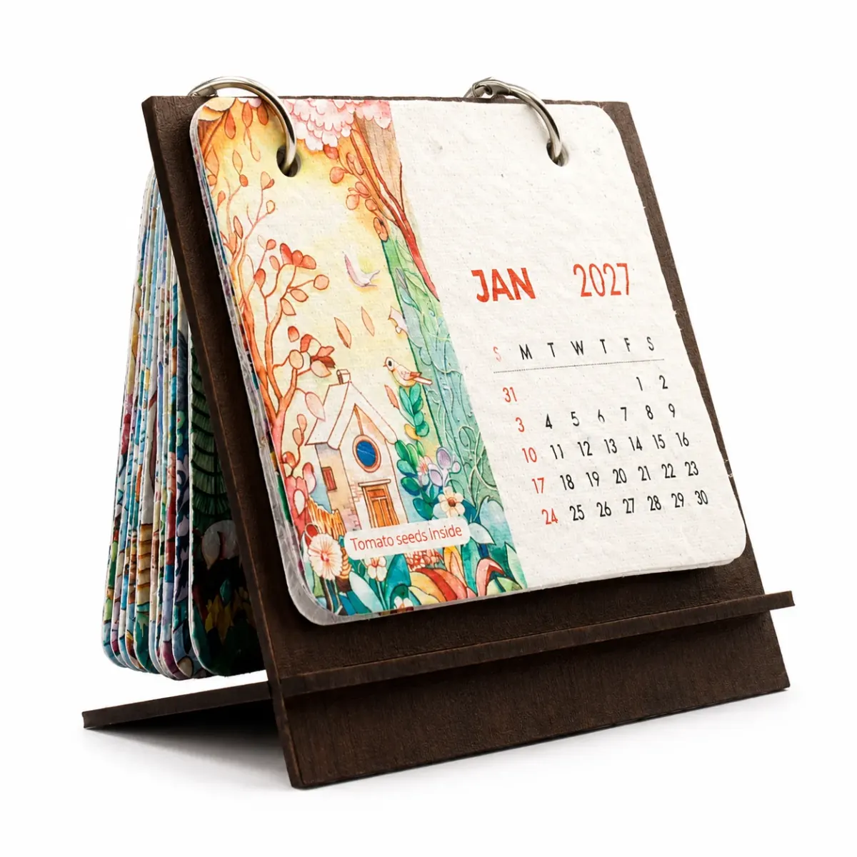 Plantable Calendar – MDF stand, B7, ring-bound