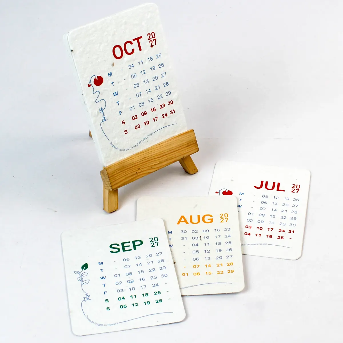 Plantable Calendar, Wood Easel, B7 Portrait, another view