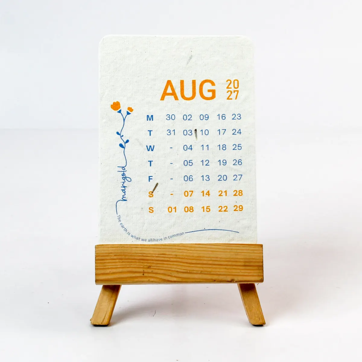 Plantable Calendar, Wood Easel, B7 Portrait, another view