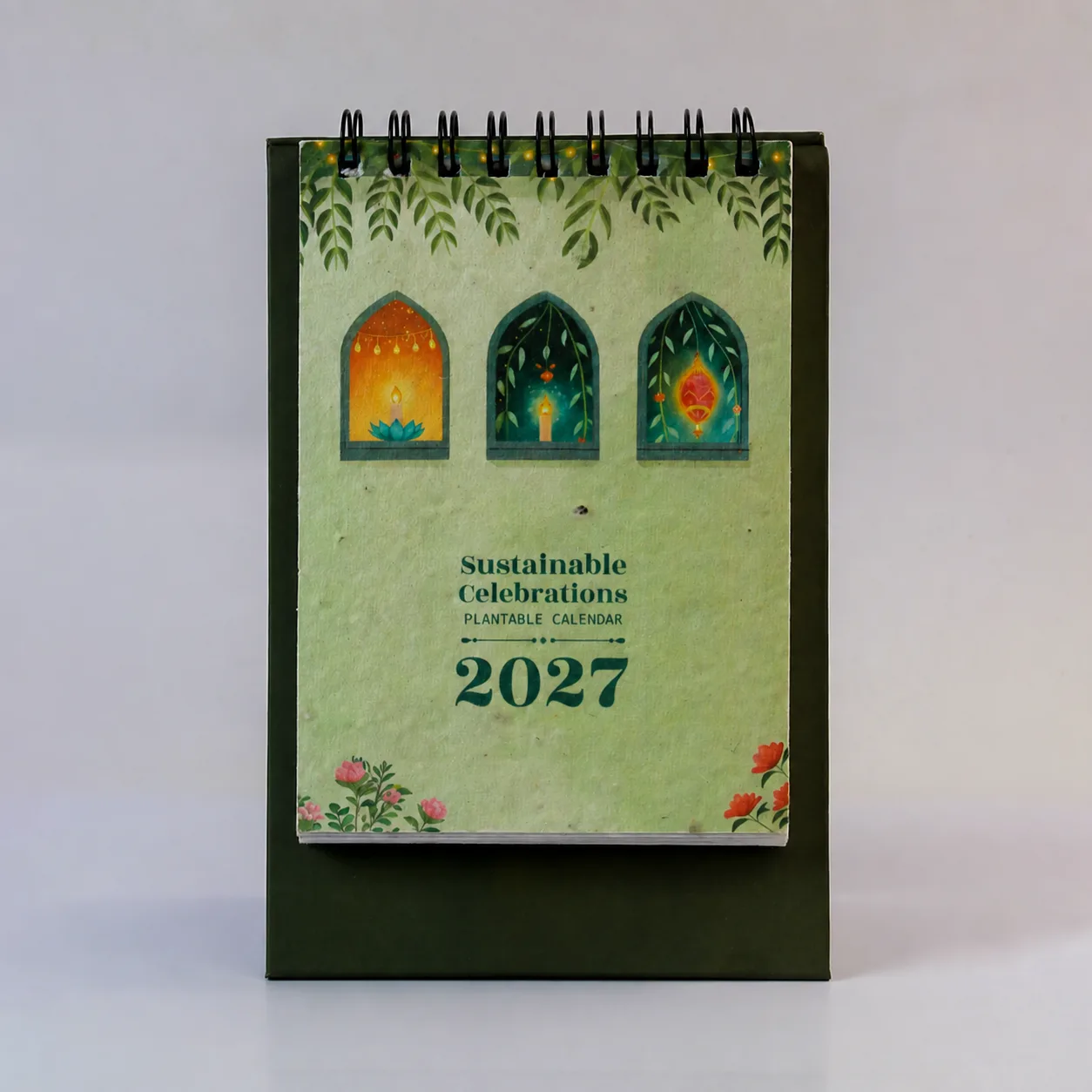 AI-edited visualisation of a 2027 cover on the B6 WireO portrait plantable desk calendar