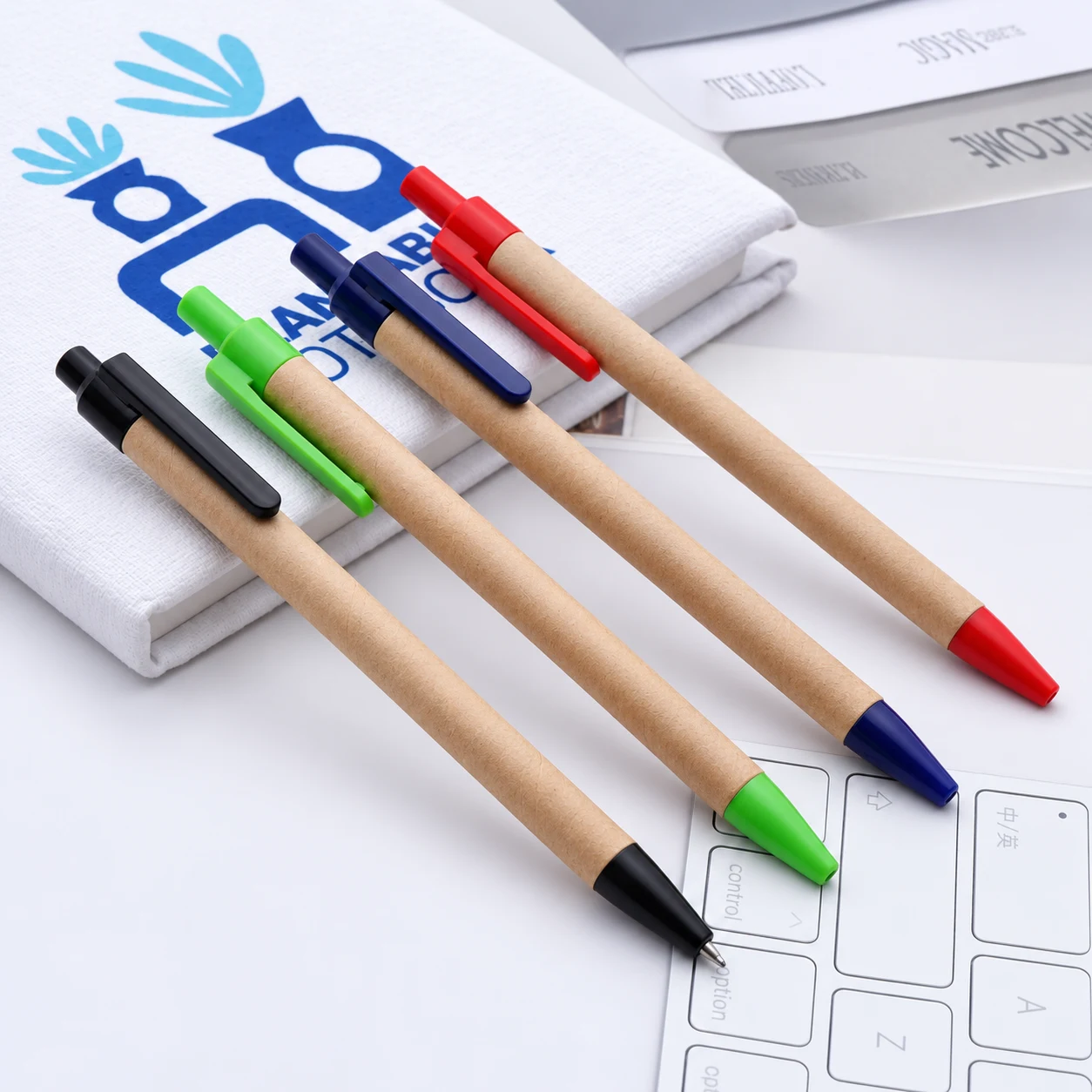 Green Click Eco Pen, in use