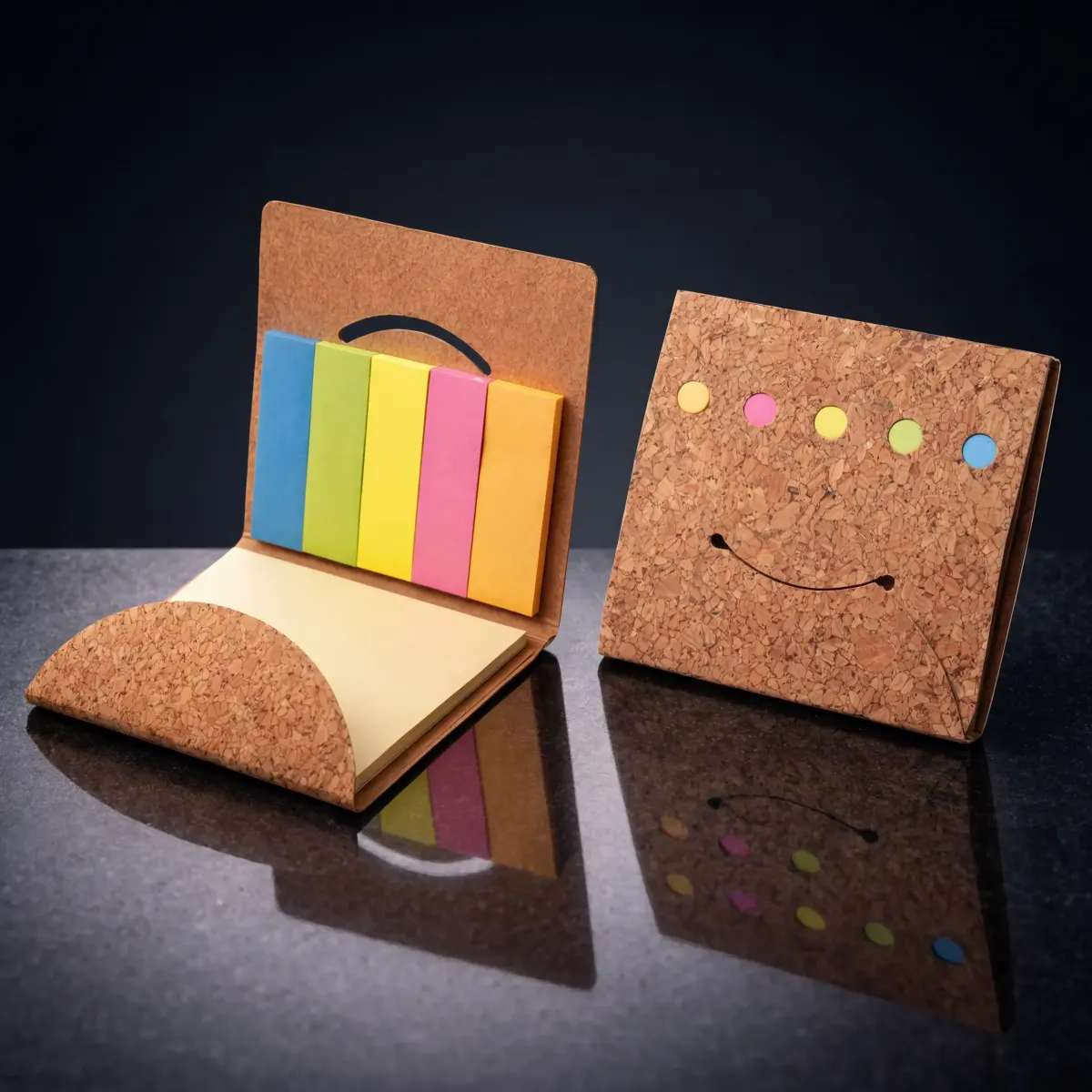 Cork Sticky Notes, in a styled scene