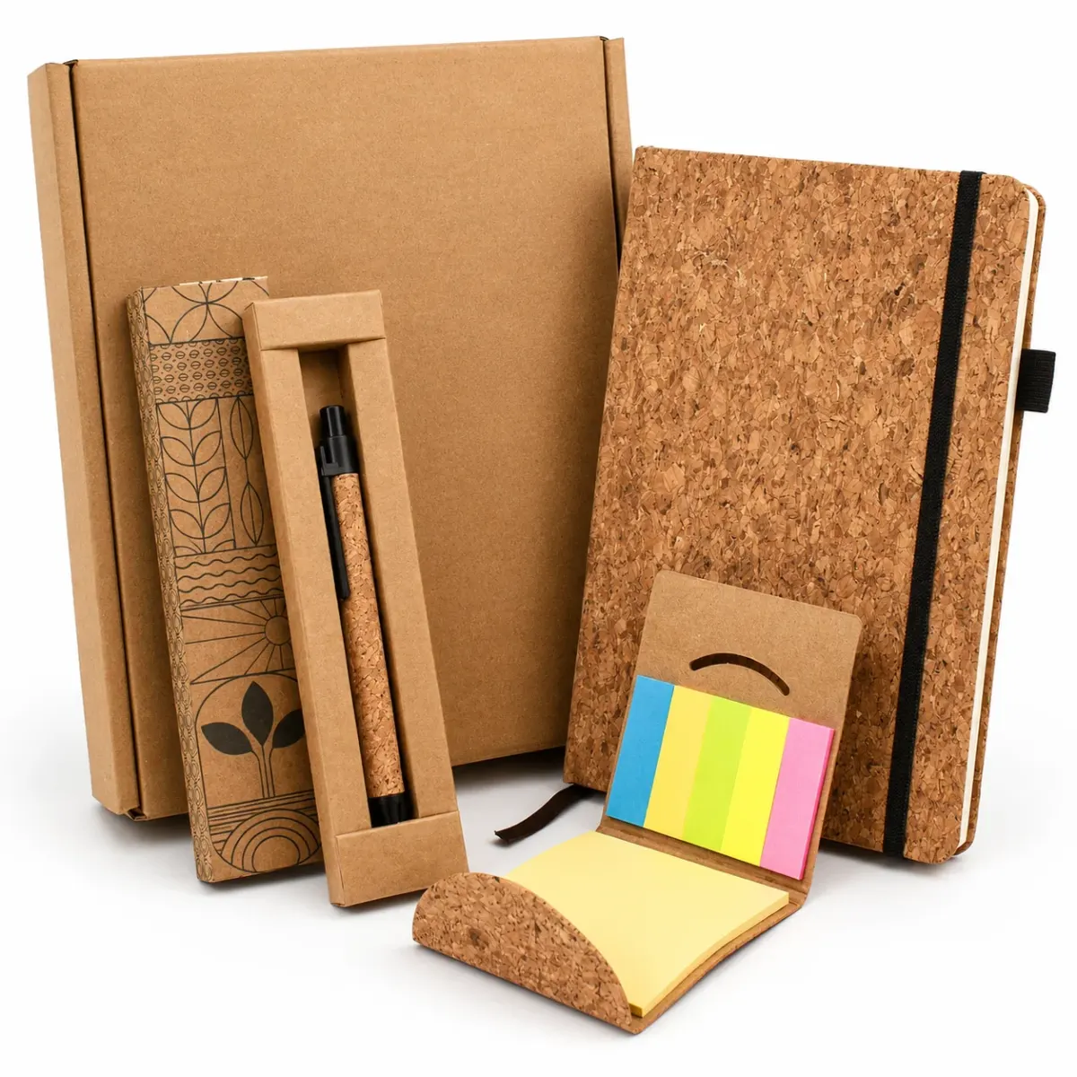 Cork Diary, Pen and Sticky Notes Box