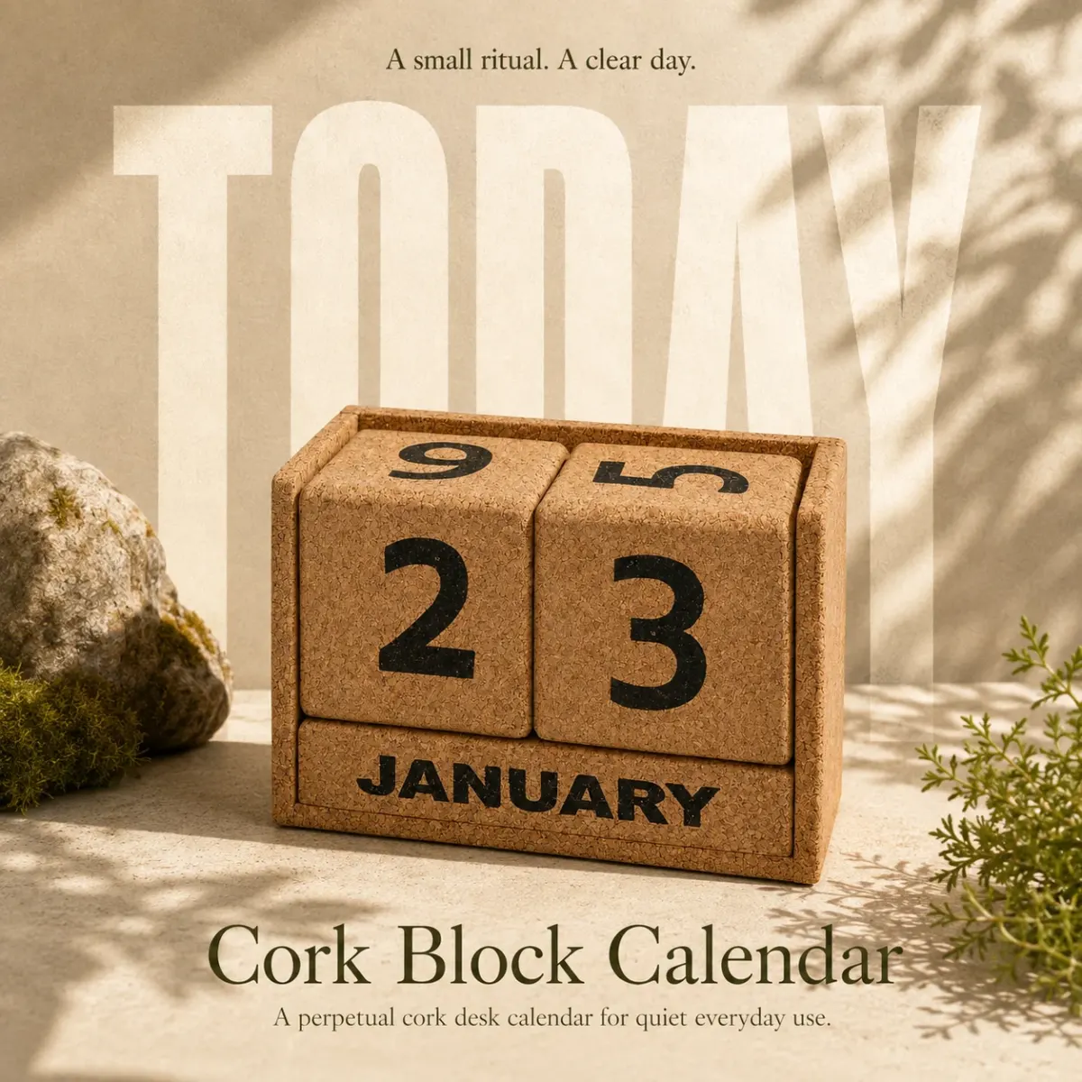 Cork Block Calendar, in use