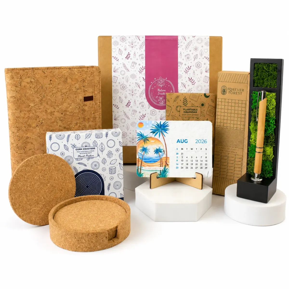 Cork Diary, Coasters, Pen Stand and Calendar Box