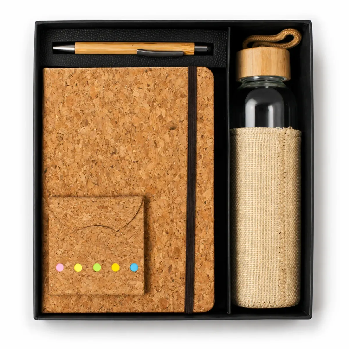 Cork Diary, Glass Bottle and Pen Desk Set