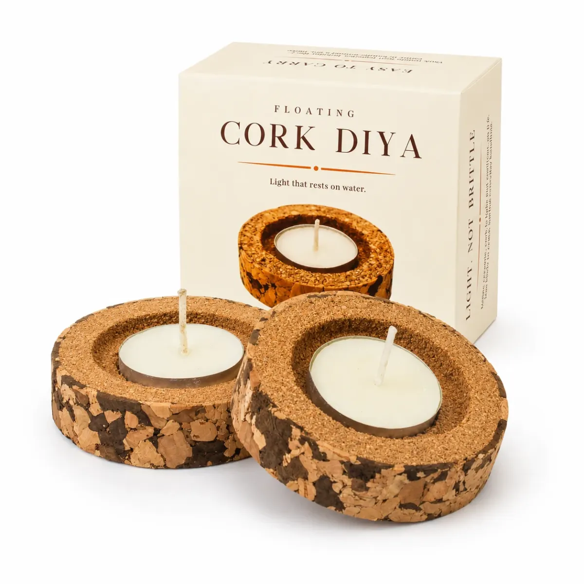 Floating Cork Diya, Set of 2