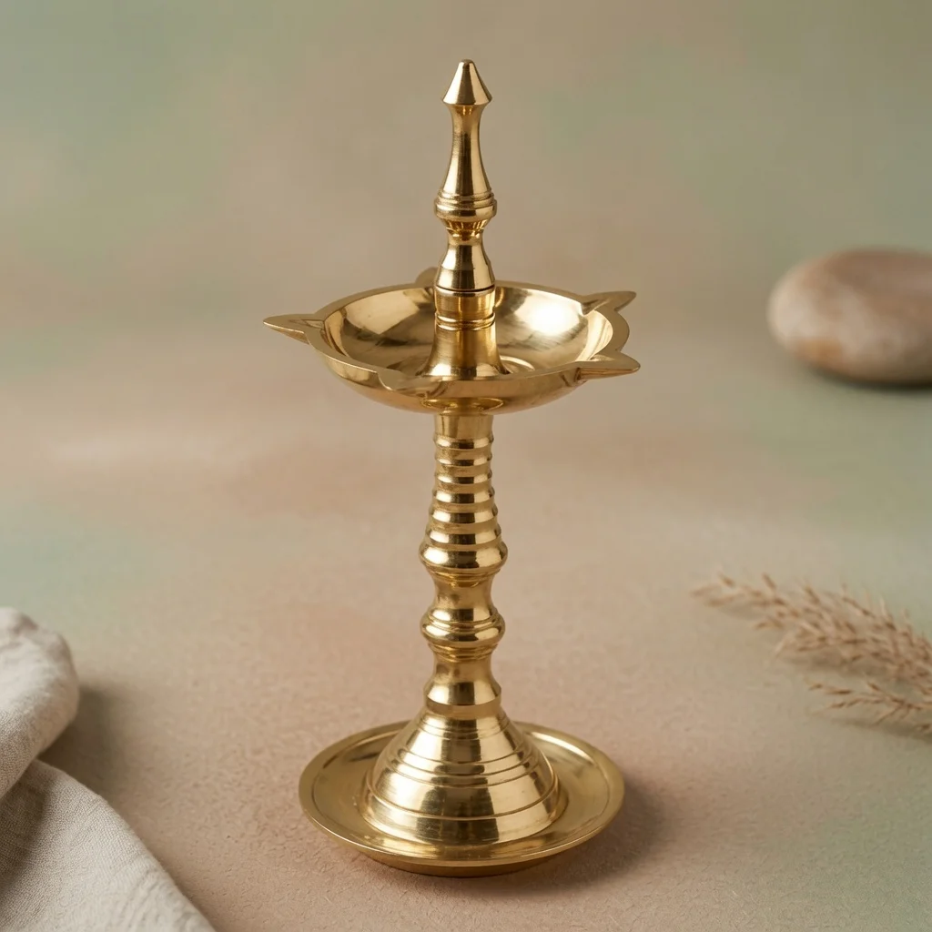 Brass Pooja Deep, in use