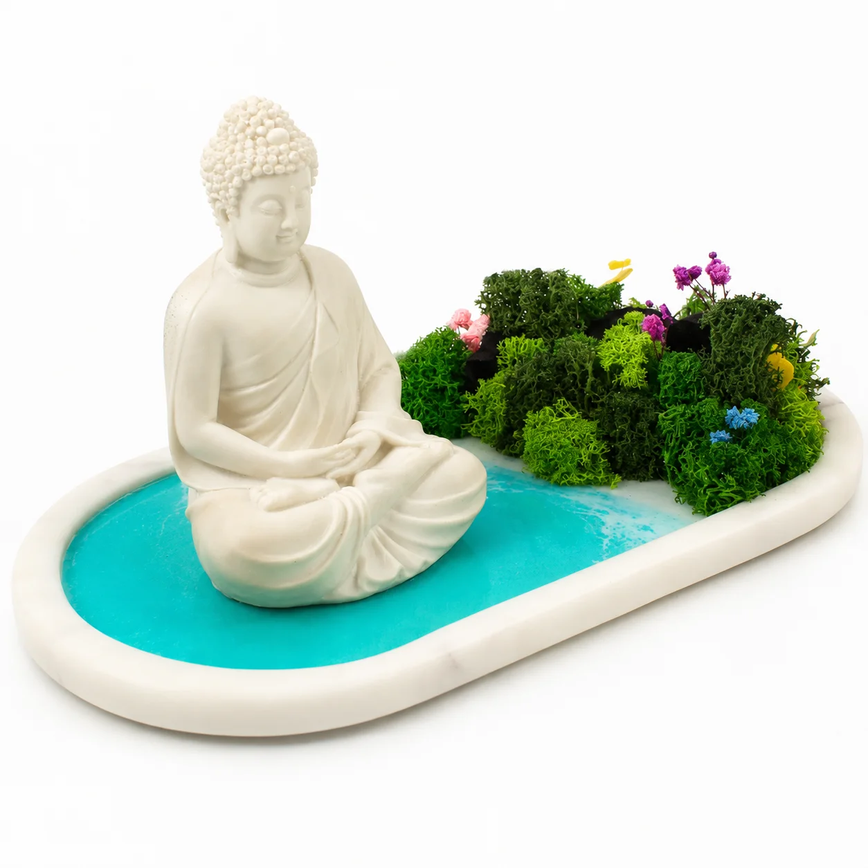 Forest Aqua Marble Oval-Buddha