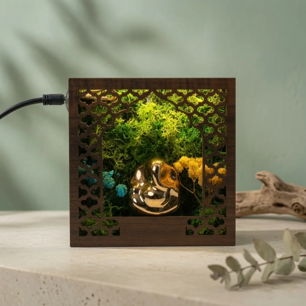 Forest Namah Ganesh with LED, 5 in, in use