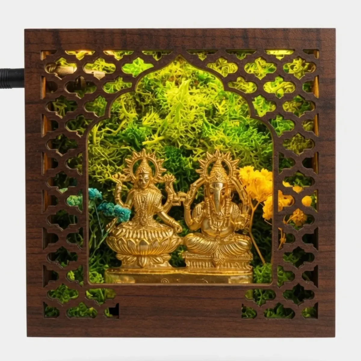 Forest Namah Lakshmi–Ganesh with LED, 5 in