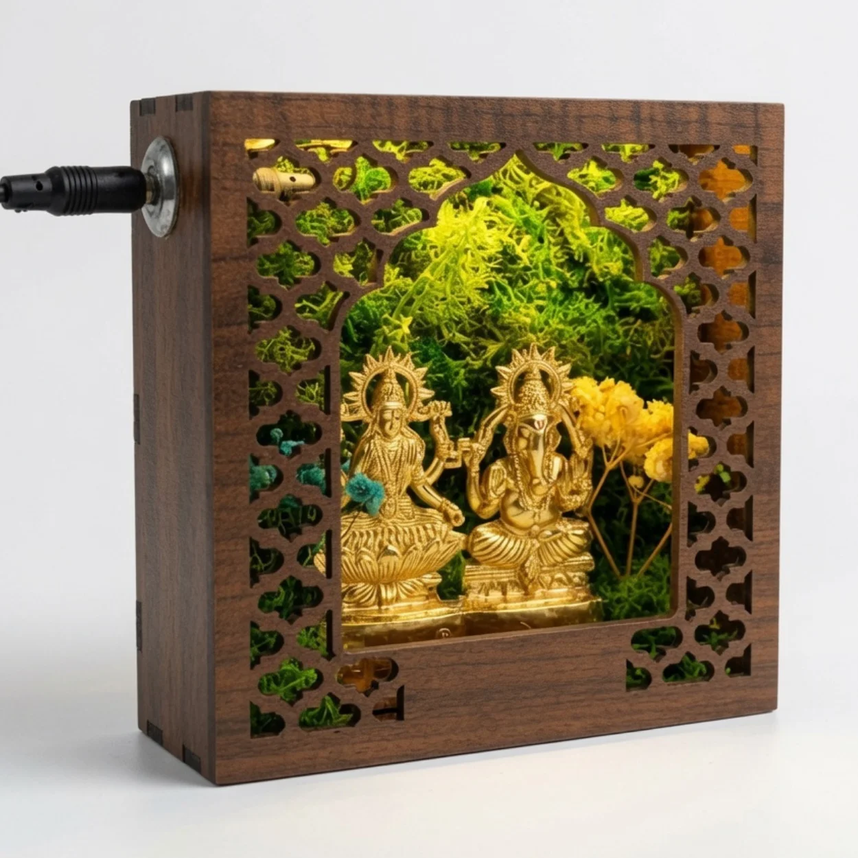 Forest Namah Lakshmi–Ganesh with LED, 5 in, another view