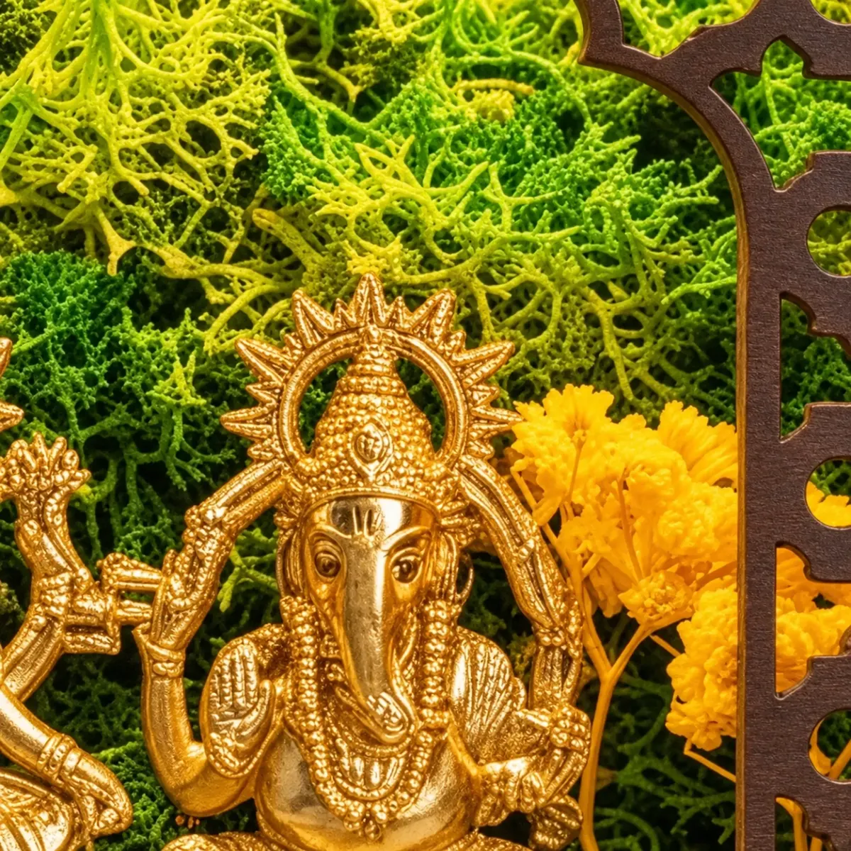 Forest Namah Lakshmi–Ganesh with LED, 5 in, another view