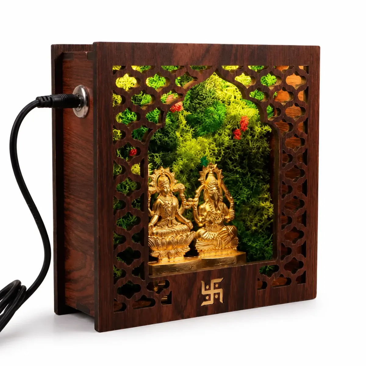 Forest Namah Lakshmi–Ganesh Divine Pair, 6 × 6 in