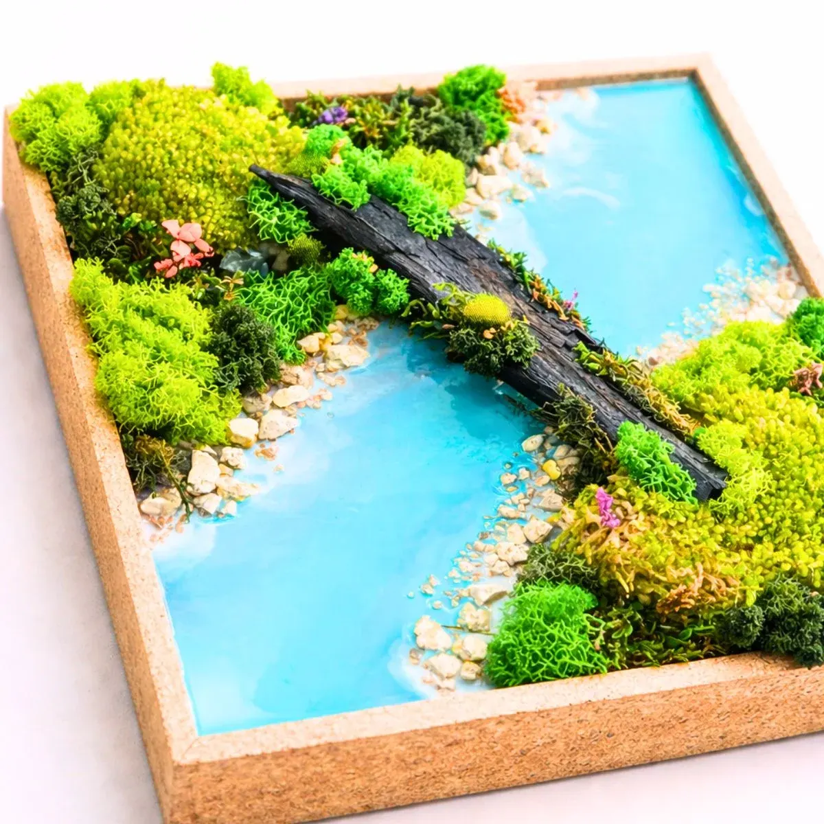 Forest Aqua Cork Frame, Bridge, 12 × 12 in, another view