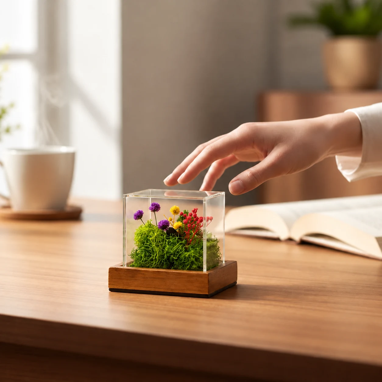 Forest Terrarium Cube, in a styled scene