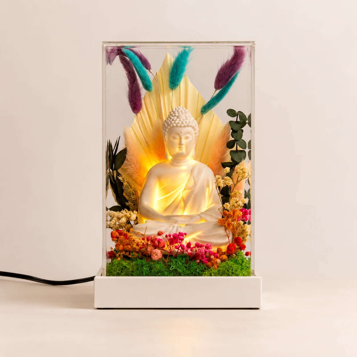 Forest Terrarium with Buddha, Lit, 9 × 5 in, another view