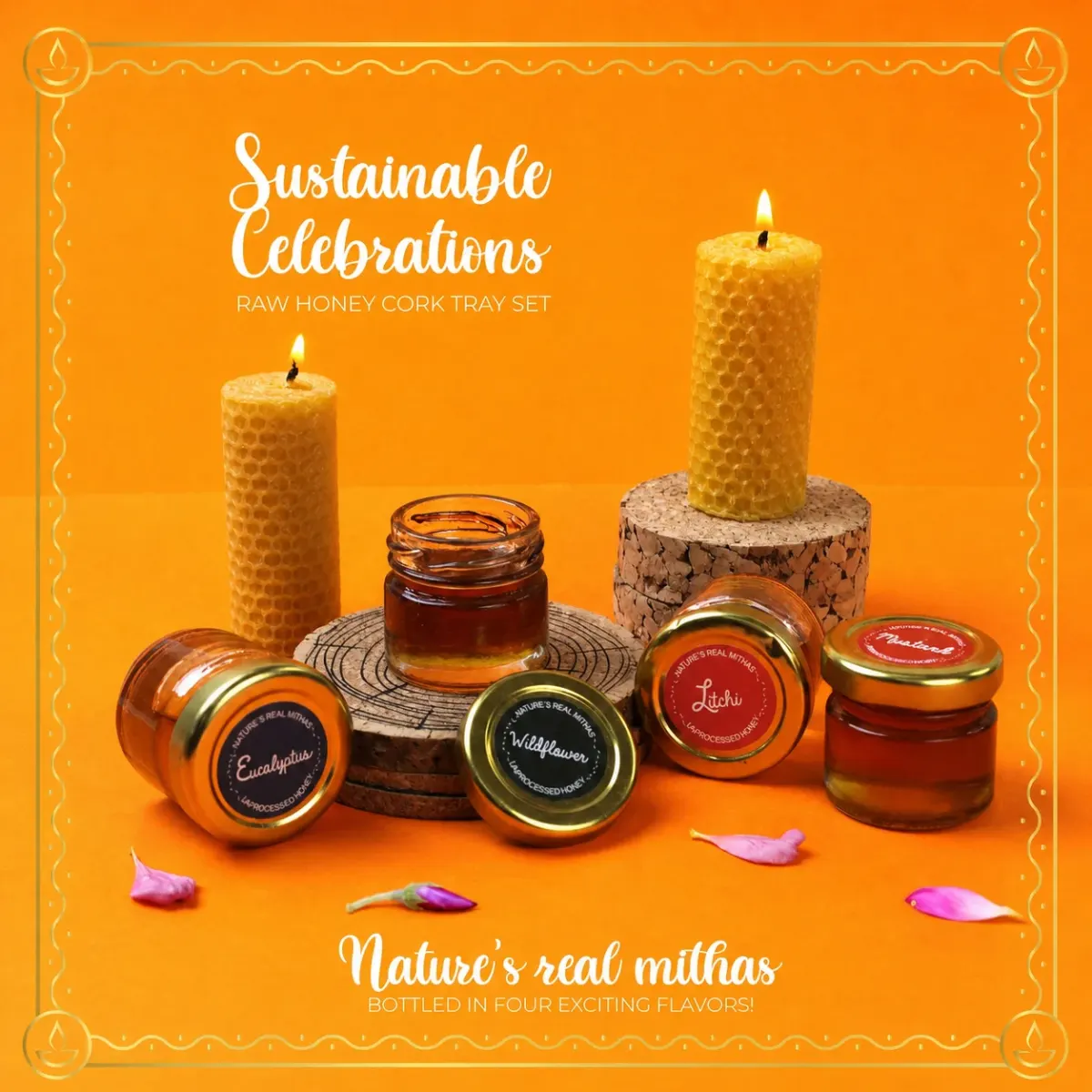 Honey and Beeswax Candle Set, in use