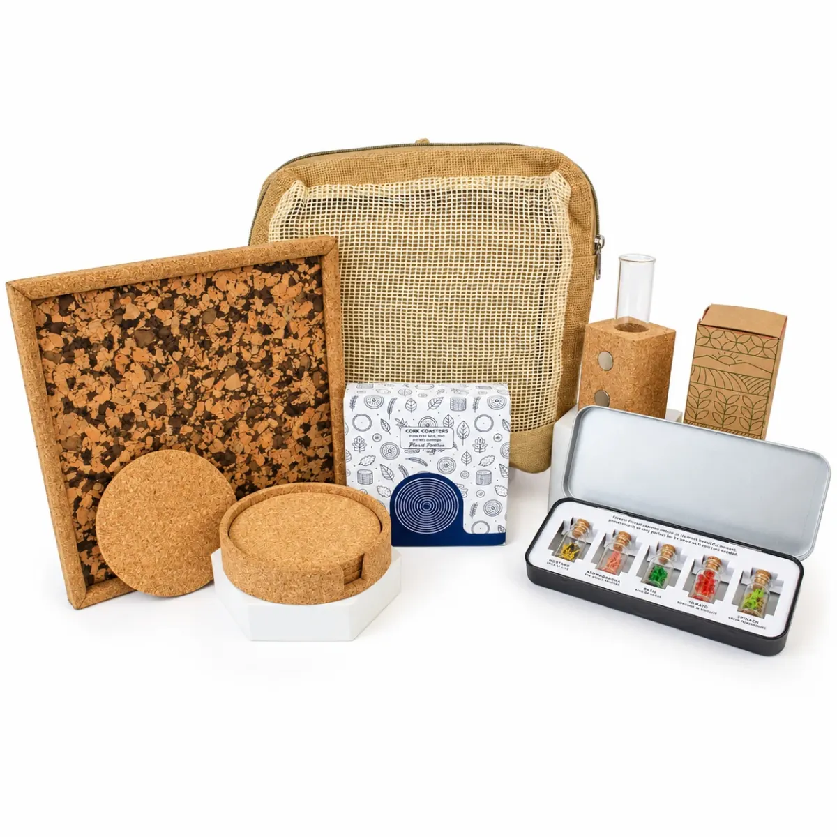 Cork Tray, Coasters and Planter Gift Bag, another view