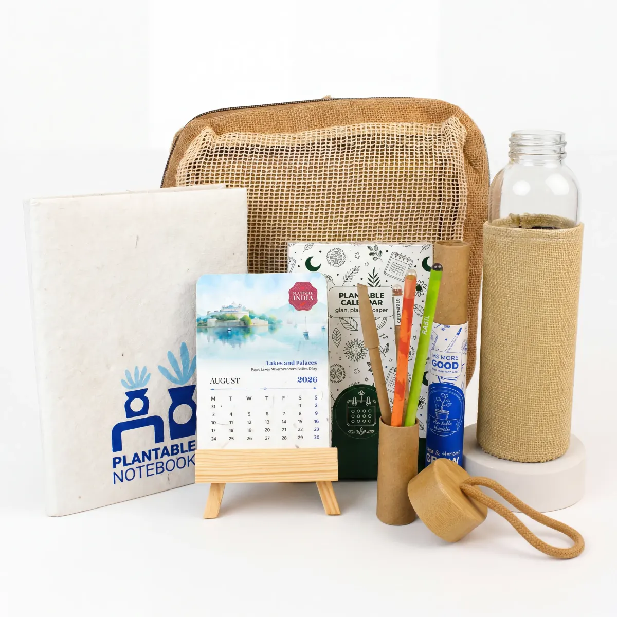 Plantable Diary, Calendar and Glass Bottle Festive Bag