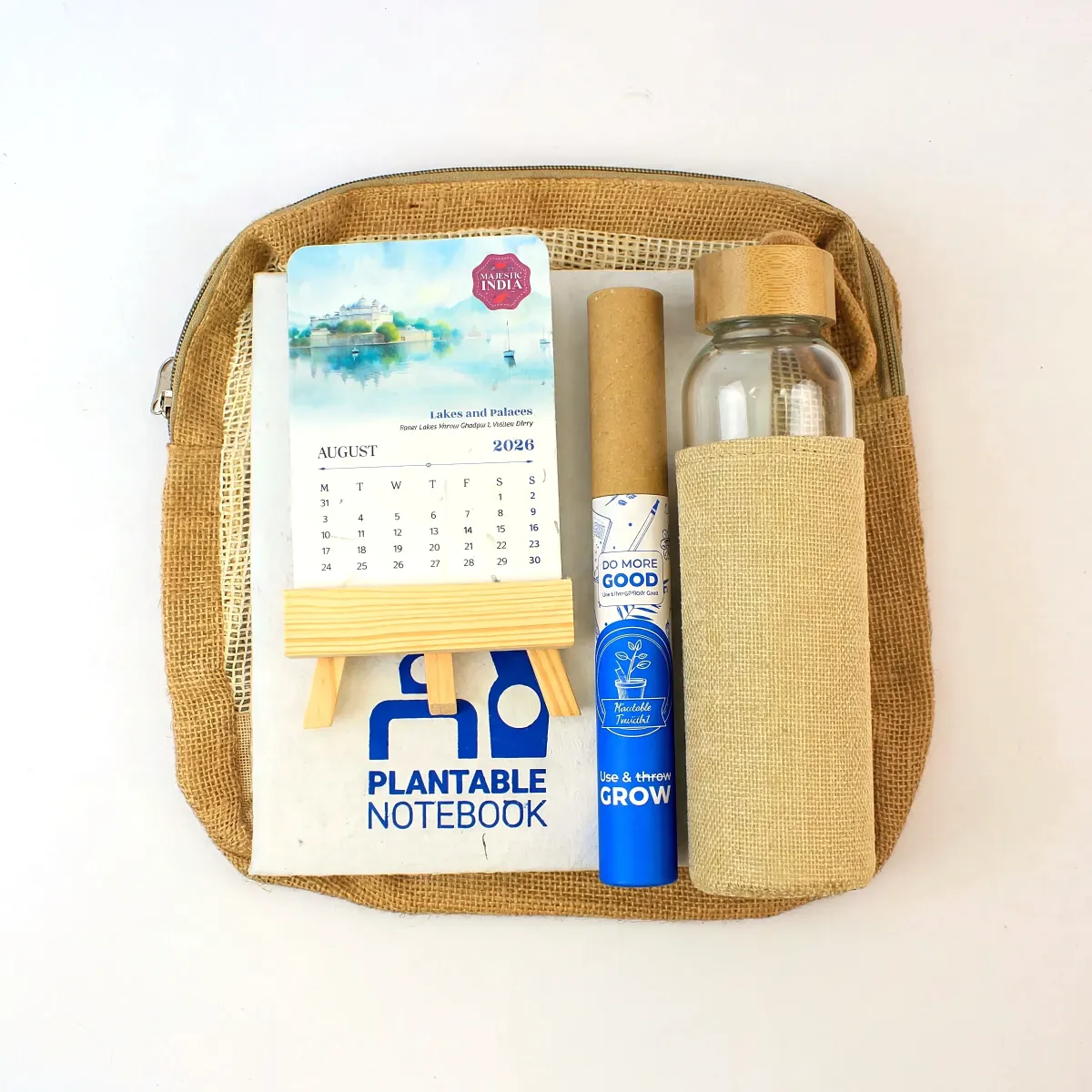Plantable Diary, Calendar and Glass Bottle Festive Bag, another view