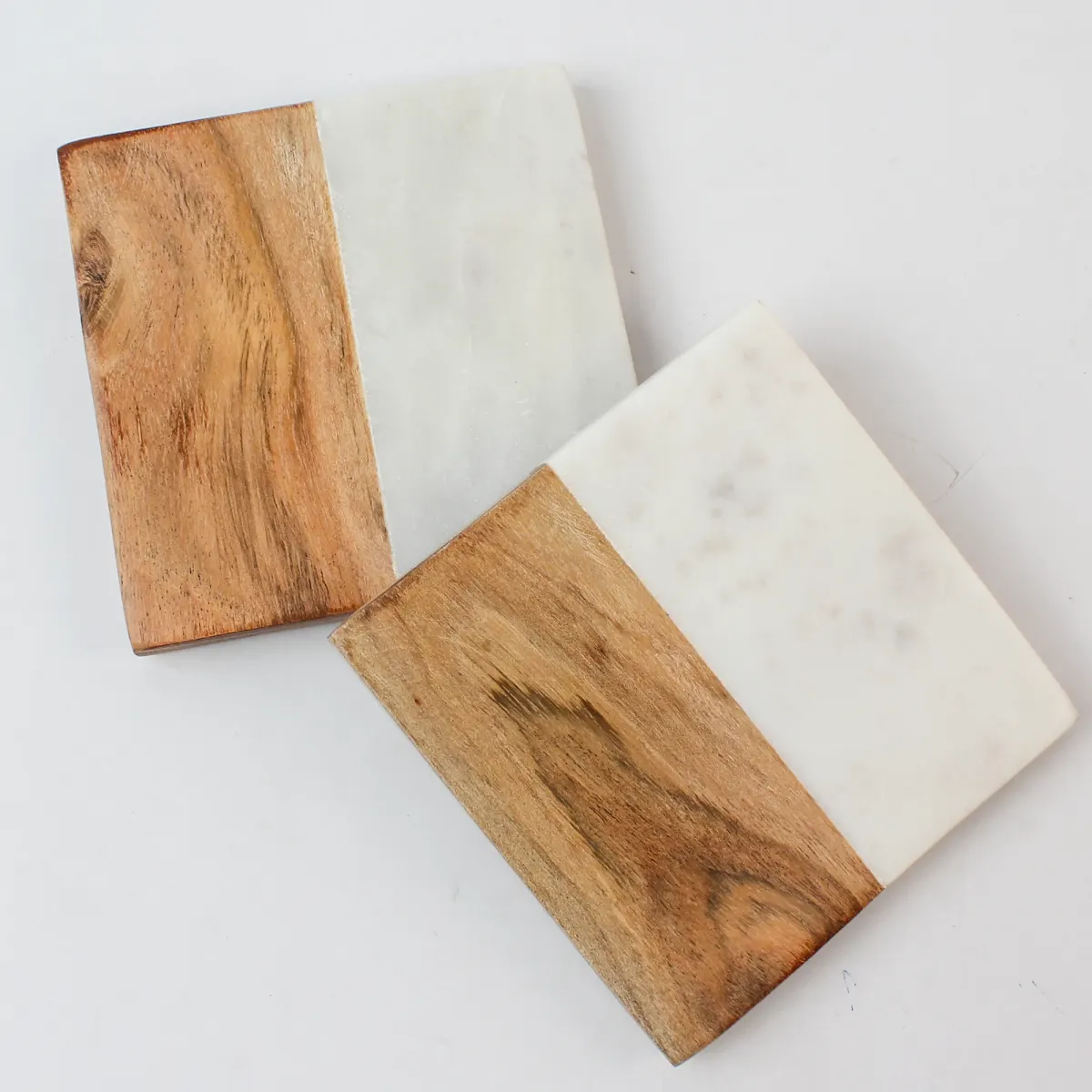 Marble and Wood Coaster Set of 2, Square, 4 in, another view