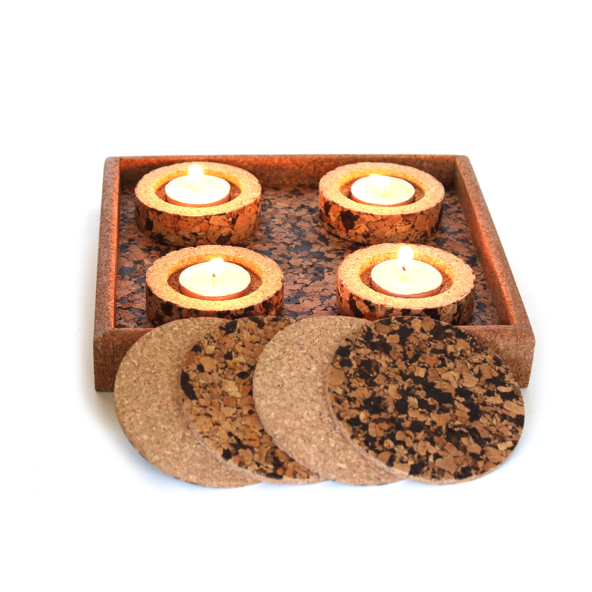 Diwali Cork Tray & Diya Gift Set