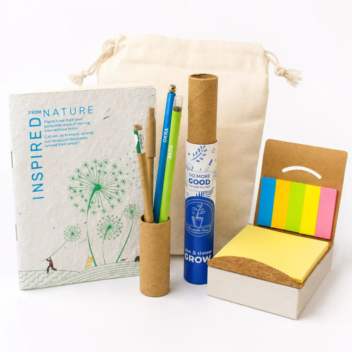Plantable Pen Pencil, Notepad and Sticky Notes Kit