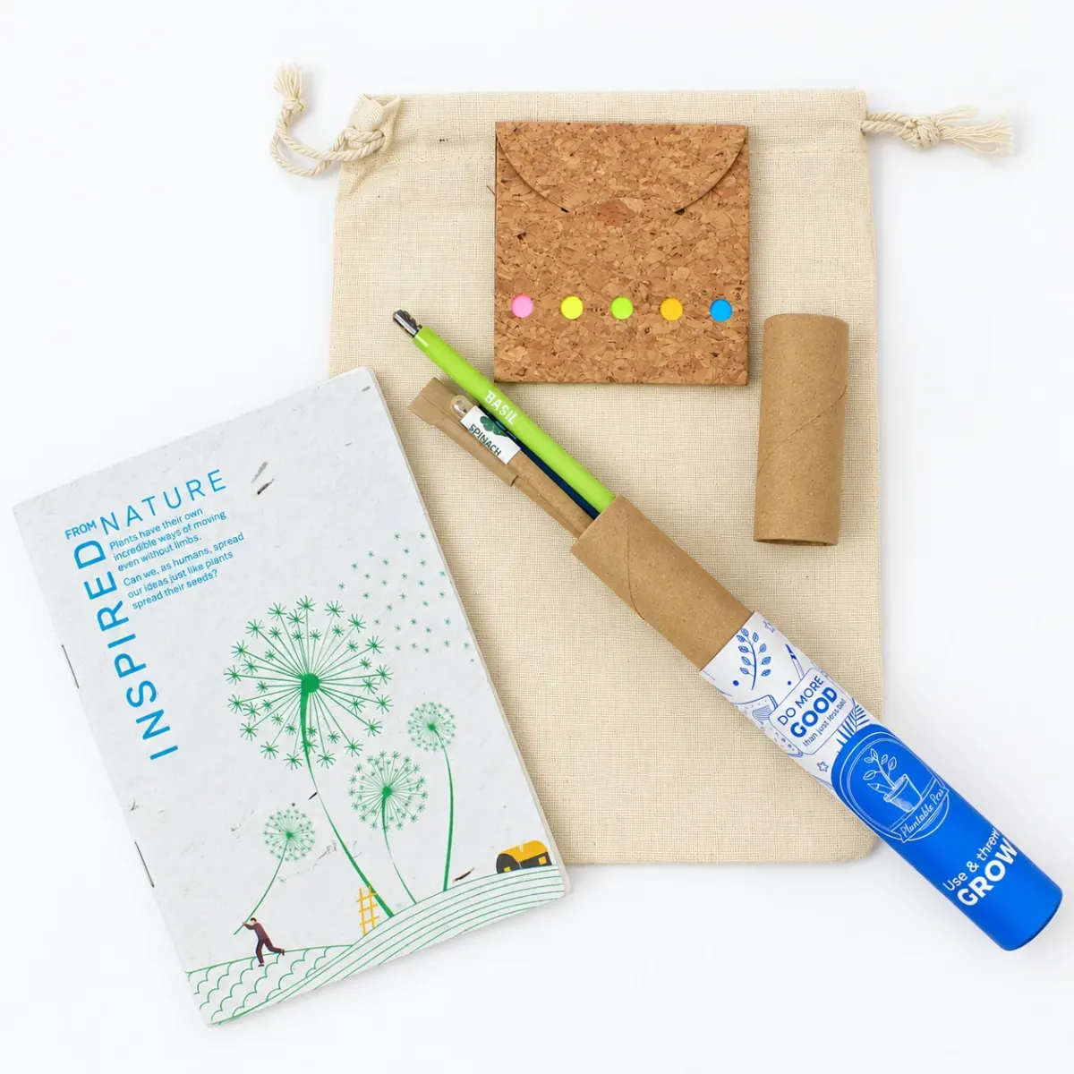 Plantable Pen Pencil, Notepad and Sticky Notes Kit, another view